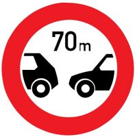 Ceļa zīme - Nr. 318 Minimālās distances ierobežojums