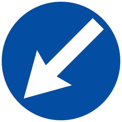 Ceļa zīme - Nr. 411 Šķērsli apbraukt pa kreiso pusi