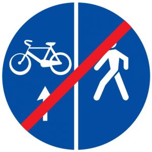 Ceļa zīme - Nr. 420 Gājēju un velosipēdu ceļa beigas