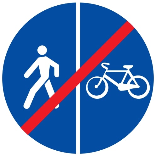 Ceļa zīme - Nr. 422 Gājēju un velosipēdu ceļa beigas
