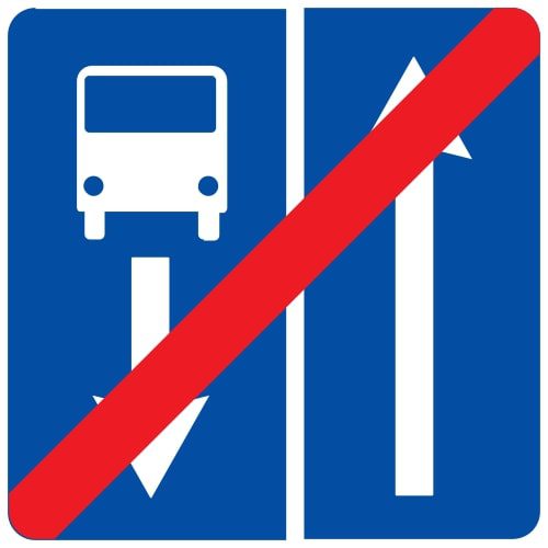 Ceļa zīme - Nr. 508 Ceļa ar joslu pasažieru sabiedriskajiem transportlīdzekļiem beigas