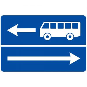 Ceļa zīme - Nr. 509 Izbraukšana uz ceļa ar joslu pasažieru sabiedriskajiem transportlīdzekļiem