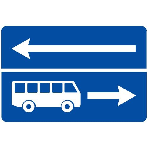Ceļa zīme - Nr. 510 Izbraukšana uz ceļa ar joslu pasažieru sabiedriskajiem transportlīdzekļiem