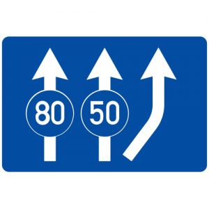 Ceļa zīme - Nr. 511 Minimālā braukšanas ātruma ierobežojums joslās