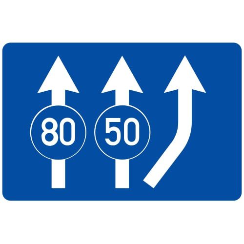 Ceļa zīme - Nr. 511 Minimālā braukšanas ātruma ierobežojums joslās