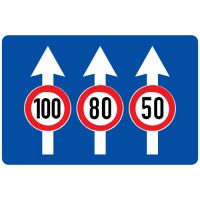 Ceļa zīme - Nr. 512 Maksimālā braukšanas ātruma ierobežojums joslās