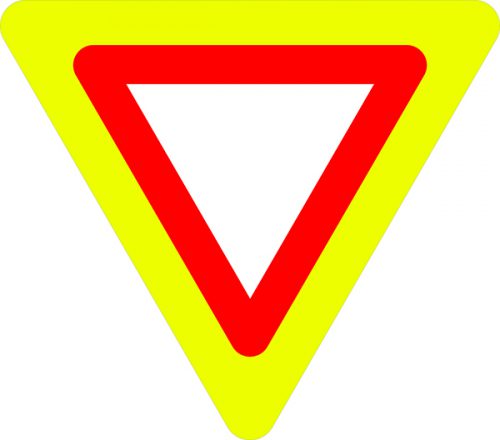 Ceļa zīme - Nr. 206 Dodiet ceļu (ar fluorescējošu apmali)