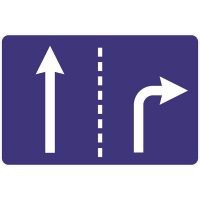 Ceļa zīme - Nr. 513 Braukšanas virzieni joslās (divas joslas)