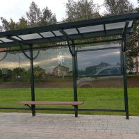 Autobusu pieturvietu nojume ar stiklu - paviljons